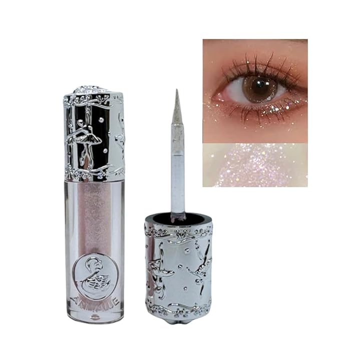 liquid glitter eyeshadow，Eye glitter korean，Korean eyeshadow，Sparkle eyeliner，Sparkling Eye makeup, Loose Shimmer Glue, Highlight, Lightweight Waterproof, Quick drying(#01pink purple)