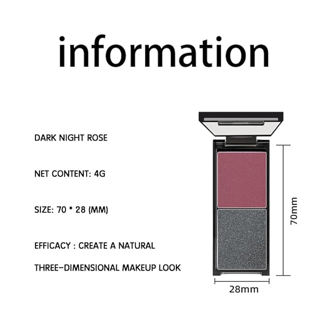 Wine Red Matte & Charcoal Black Shimmer Duo Eyeshadow Palette, 2 Color Burgundy Smokey Eye Shadow, Smooth Blendable Long Lasting Mini Travel Eyeshadow Palette for Glam Party Looks 4#