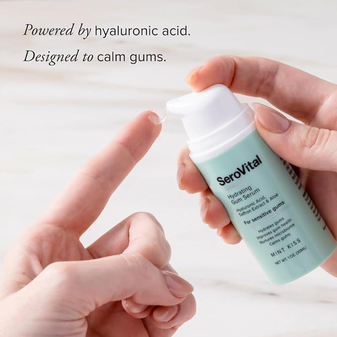 SeroVital Smile Hydrating Gum Serum — Hyaluronic Acid + Aloe Vera for Dry & Sensitive Gums | Supports Oral Microbiome | Formulated Without Fluoride | Mint Kiss | 1 oz.