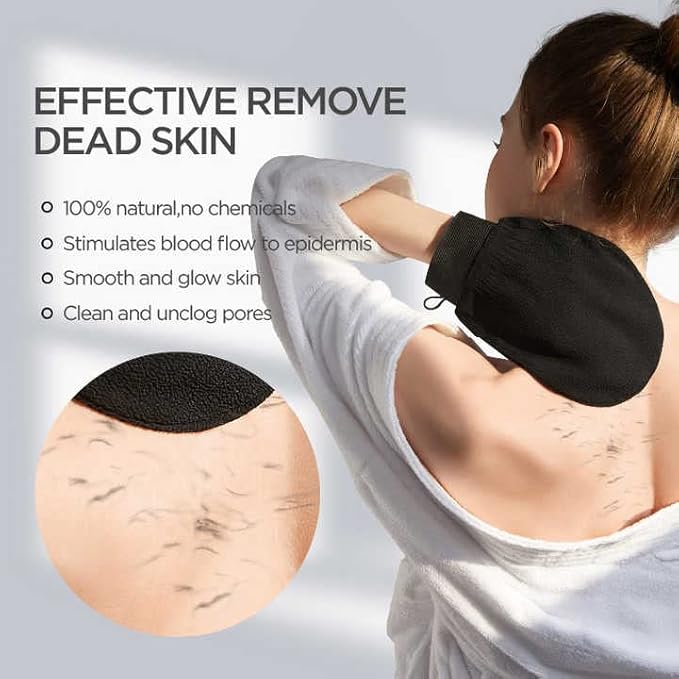2 pcs Deep Exfoliating gloves Mitt Body Scrub, kessa hammam Glove Body Scrubber & Skin Cleander, Body Scrub Gloves For Men & Women, Skin Exfoliator For Body Tool Remover of Dead, 2 Count (Pack of 1)