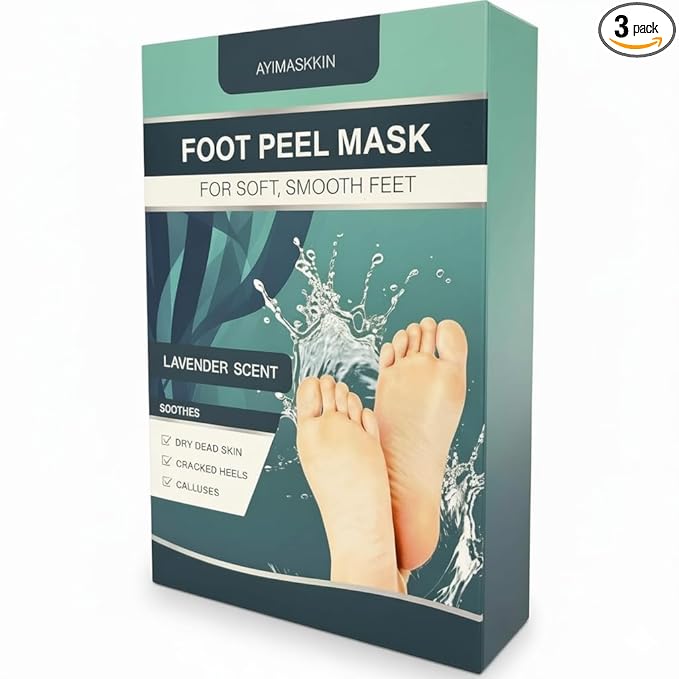 Peeling Foot Mask 3 Pack | Lavender Extract Foot Peel for Dead Skin Removal & Heel Repair | Dermatologically Tested