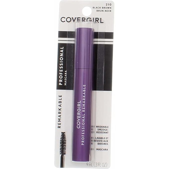 COVERGIRL Professional Remarkable Washable Mascara, Black Brown [210] 0.30 oz (Pack of 6)