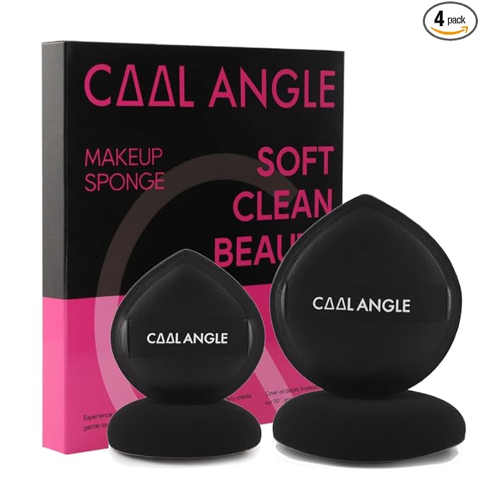 COOL-ANGLE 4Pack Makeup Sponge Latex-Free Soft Blender Sponge Perfect for Foundation Concealer Cream Powder, Beauty Sponge Set for Long-lasting and Natural Makeup, 2X-Large and 2 Medium Black