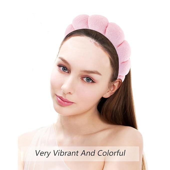SPA Headbands for Washing Face Makeup Headbands with Bow Hair Band Women Facial Head Band Wrist Towel Wraps For Shower Face Mask Pink White, 6 Pack