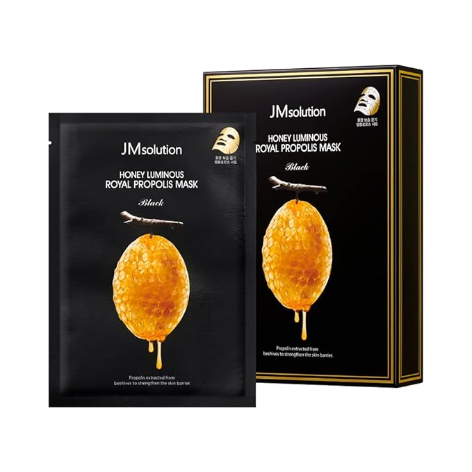 JMsolution Honey Luminous Royal Propolis Mask Plus (10 Sheets, 30ml Each) | Propolis, Honey & Royal Jelly | Deep Nourishing & Glow Korean Sheet Mask | Hydrating K-Beauty Skincare