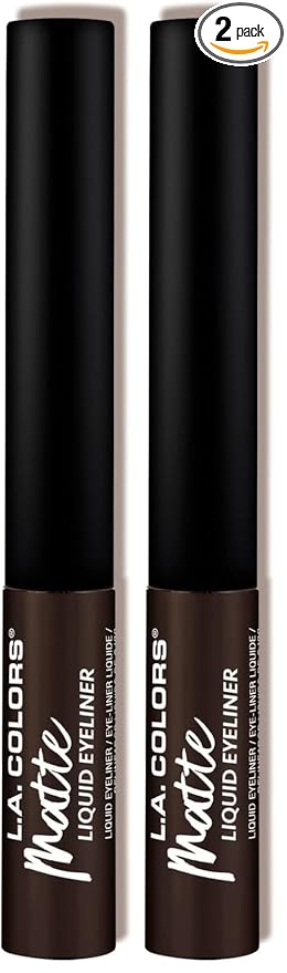 L.A. COLORS Liquid Eyeliner Collection, Matte Dark Brown CLE802 (Pack of 2)