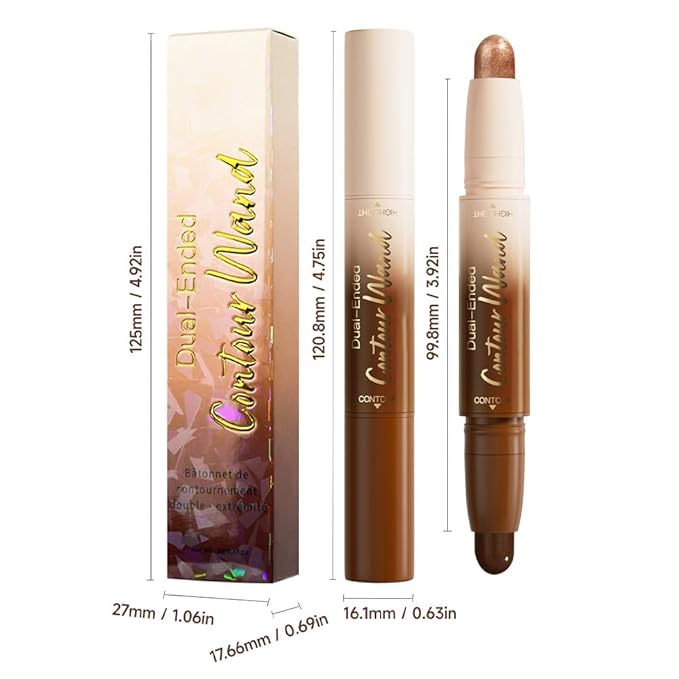 FeiCuiYun Dual-Ended 2-in-1 Cream Contour & Highlighter Stick Makeup For Face & Body – Waterproof, Long-Lasting, Suitable for All Skin Tones, 06#Black Cocoa + Bronzer Shimmer