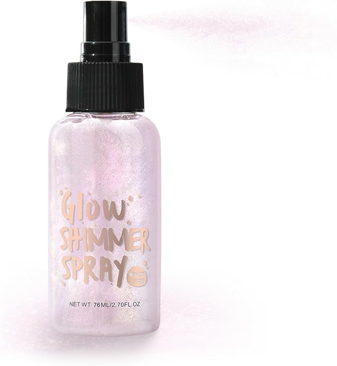 Body Glitter Spray, Body Shimmer Spray Quick Drying Body Glow Shimmer Long-Lasting Shiny Glitter for Women Men for Party, Concert 2.6 Fl Oz. (Light Purple)