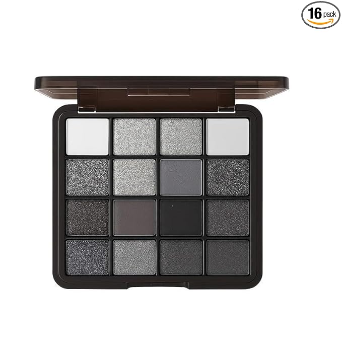 16 Color Smokey Eyeshadow Palette - Highly Pigmented Matte & Glitter Shades, Long-Lasting, Waterproof & Blendable, Black Silver Gray Eyeshadow Set for Sultry Glam (16 Color Reversal Star Smokey)