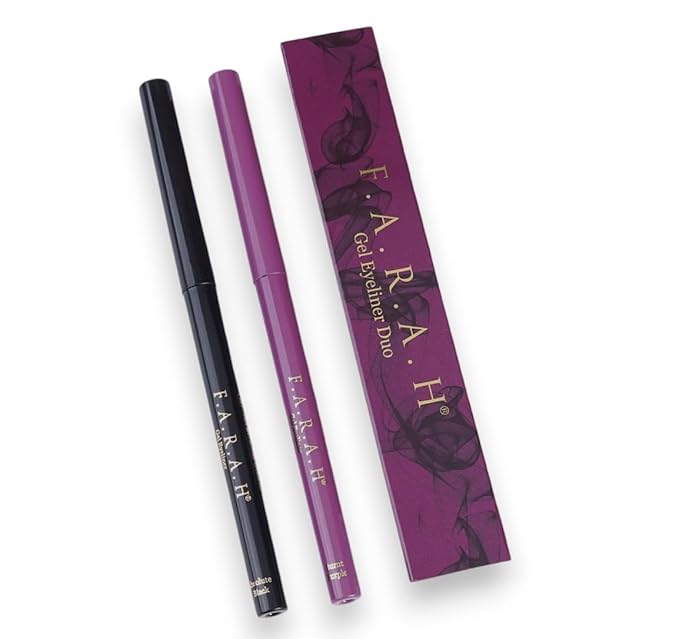 F.A.R.A.H Gel Eyeliner Duo - Bold & Long-Lasting Eyeliner Pencils - Burnt Purple and Absolute Black