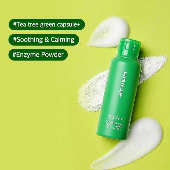 Papa Recipe Tea Tree Enzyme Cleansing Powder (1.7oz/50g) – Papain & Tea Tree Powder-to-Foam Face Wash, Soothing & Calming Skin, Gentle Exfoliation, Smoother Texture & Clearer Pores, Korean Skin Care
