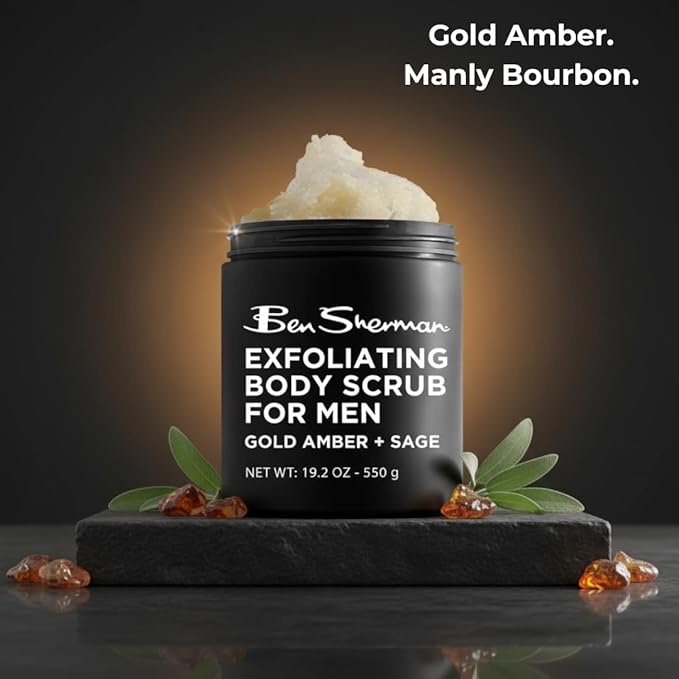 Ben Sherman Exfoliating Body Scrub For Men with Shea Butter Vitamin A and C, Moisturizing Hydrating Body Scrub for Healthy Skin