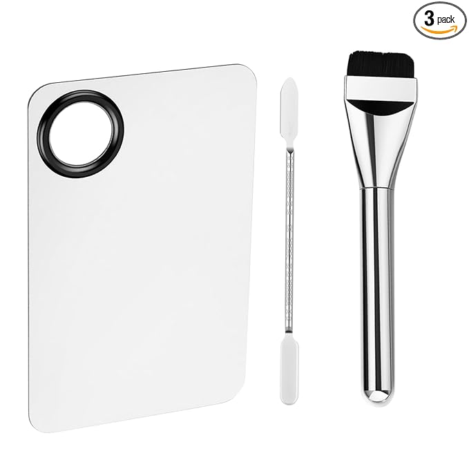 Makeup Mixing Palette Stainless Steel Makeup Palette Tray Metal Make up Mixing Tray with Makeup Spatula for Foundation Make up Eye Shadow and Nail