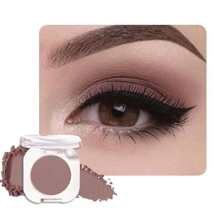 Light Cocoa Matte Eyeshadow, Brown Taupe Coffee Single Eyeshadow Palette Makeup, Neutral Powde Eye Shadow for Mature Skin, Pigmented Waterproof, Vegan & Cruelty-Free, Sombras para Ojos
