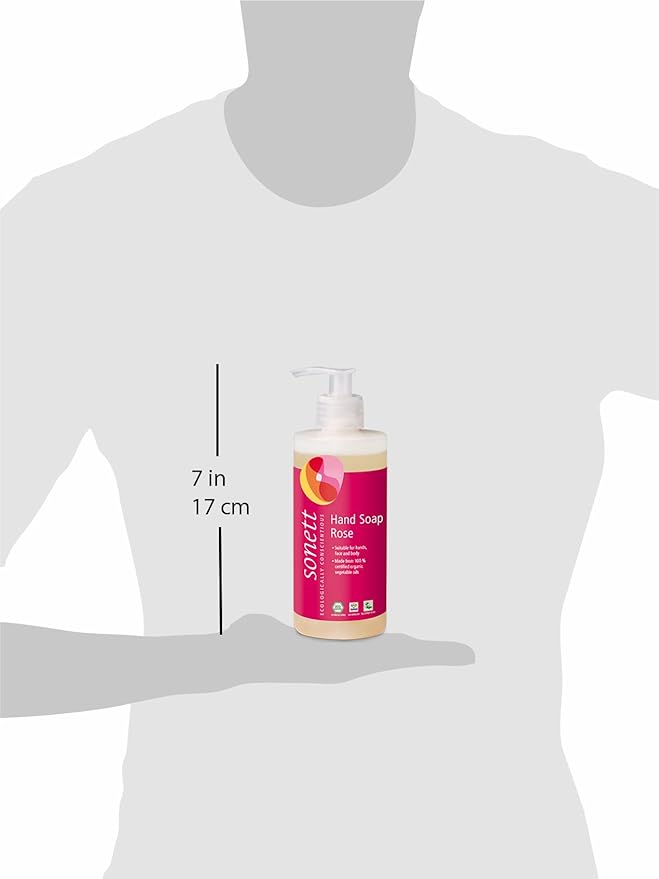 Sonett Organic Hand Soap Liquid Rose body care suitable For hands, face and body (Rose, 1 Count) Certified Organically Grown