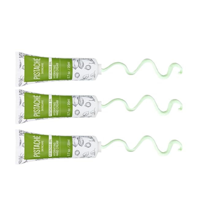 Pistaché Skincare Pistachio Oil Hand Cream | Nourishing & Hydrating Moisturizer for Dry Hands, Nails & Cuticles | Long-Lasting with Vitamin E & Antioxidants (Travel Trio)