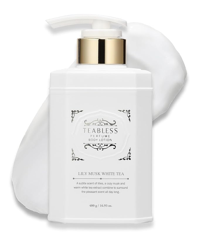 TEABLESS Perfumed Body Lotion lily Musk White Tea, Daily Moisturizer for Dry Skin & Sensitive Skin, Non-Greasy, Korean Skin Care 16.93oz