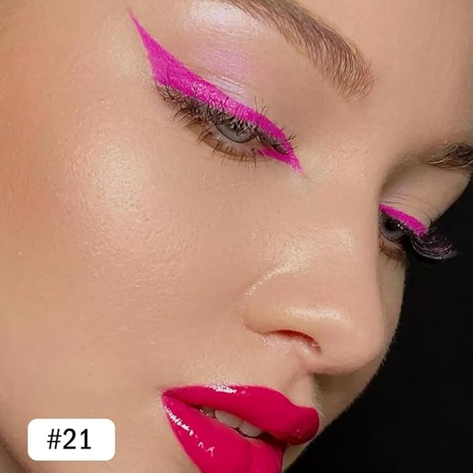evpct Hot Pink Eyeliner Pencils for Eyes, Rose Hot Pink Colored Eye Liner Pencil Pen Makeup Waterproof Smudge Proof, Colored Gel Waterline Eyeliner Liquid, Face Eye Paint Stick Halloween Makeup 21