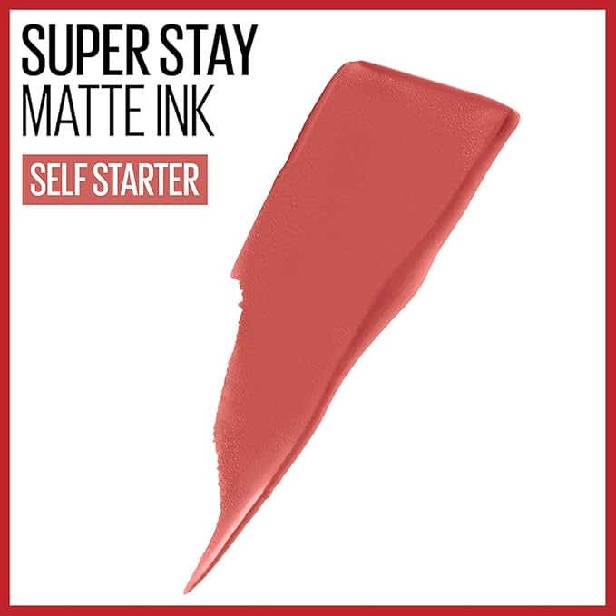 MAYBELLINE Super Stay Matte Ink Liquid Lipstick Makeup Long Lasting High Impact Color Up to 16H Wear Amazonian Nude Brown and Self-Starter Light Red