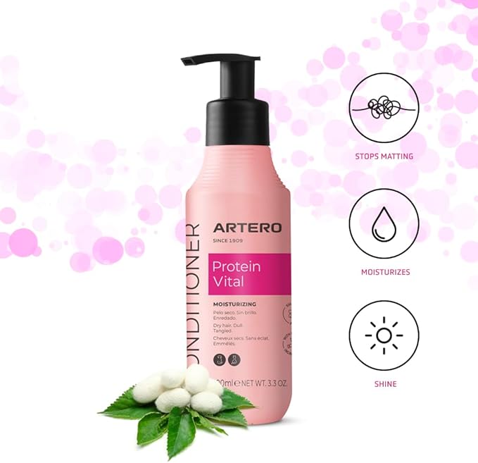 Artero Protein Vital Conditioner for Dogs and Cats – Deep Hydration and Coat Repair with Silk Proteins – Professional Grooming Conditioner, 3.3 oz