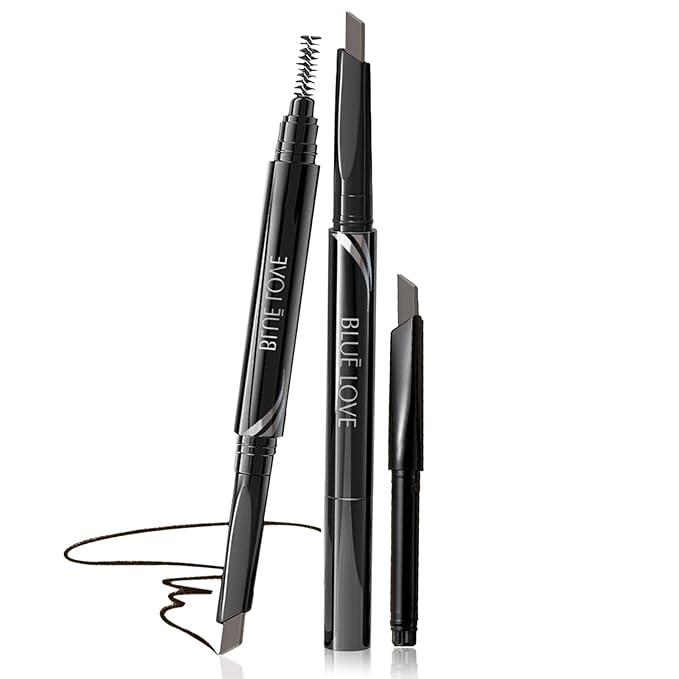 BLUE LOVE Eyebrow Pencil with Refillable Replacement Pack – Long-Lasting, Smudge-Proof, Waterproof, and Natural Finish for All Skin Types (04 Gray)