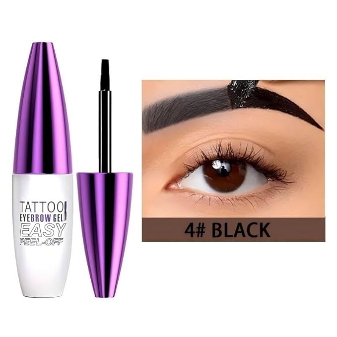 2 Pack Tattoo Eyebrow Gel Easy Peel Off, Waterproof & Sweatproof Eyebrow Tint Peel Off, Easy Peel-Off Eyebrow Gel, Suitable For All Skin Types (Black)
