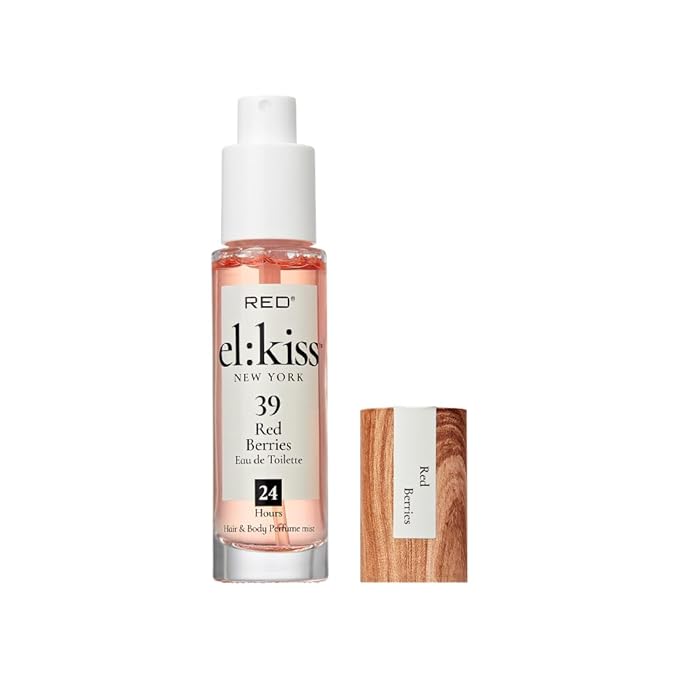 EL:KISS Hair Perfume & Body Mist, Red Berries Inspired by YSt L's Mon Paris, Eau de Toilette 30mL (1.01 Fl Oz), Hydrating & Long-Lasting, Alcohol & Mineral Oil-Free, Jojoba, Argan Oil & Aloe Vera