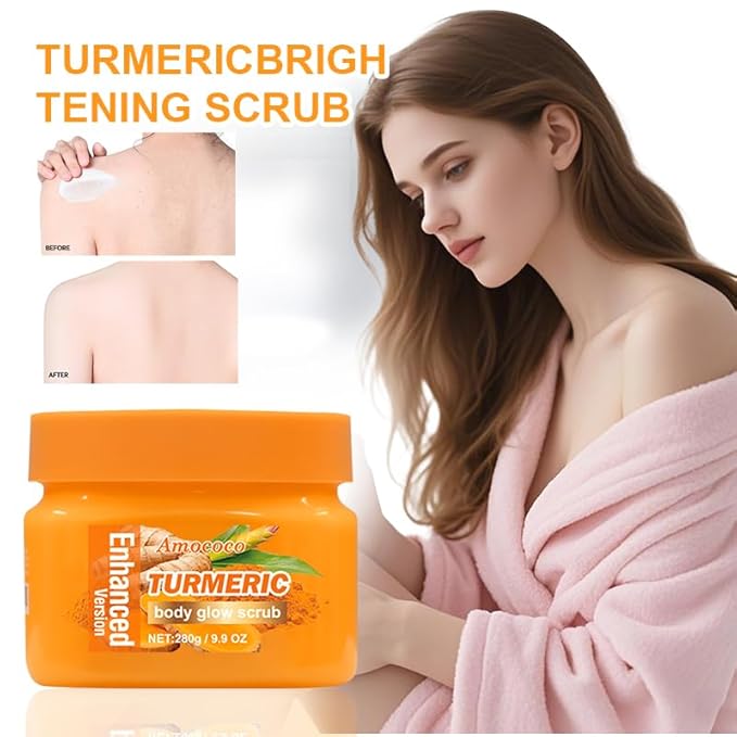 Turmeric Body Scrub, Botanical Skin Cleanser for Dullness & Uneven Tone, Gentle Exfoliating Scrub for Smooth & Glowing Skin Texture, 9.8 oz