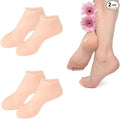 2 Pairs Silicone Socks for Dry Cracked Feet Women,Silicones Moisturizing Socks,Foot Spa Pedicure Silicone Socks for Repairing Dry Feet,Cracked Heels(Beige & Beige, Medium/Large(fits Size 8 to 11))