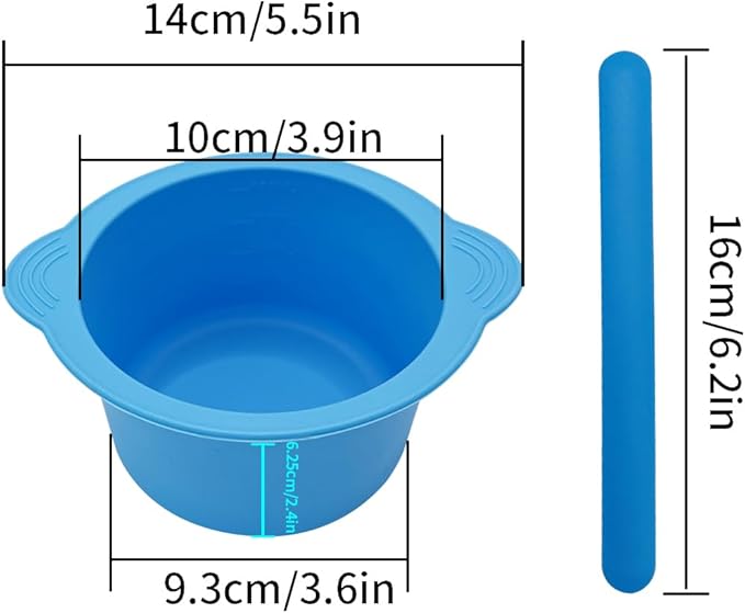 KVZVK Silicone Wax Bowl with Spatula Sticks for Hair Removal, Replacement Non-Stick Liner for Wax Warmer (blue)