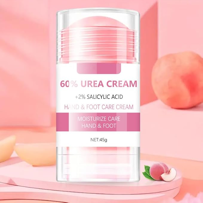 Grospe 60% Urea plus 2% Salicylic Acid Hand and Foot Cream, Peach Scented Hand and Foot Moisturizer for Rough and Dry Cracked Hands, Elbows, Feet and Heels, Exfoliating Repair Balm, 1.58 OZ