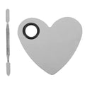 1Set of Heart Shaped Nail Plate Stainless Steel Cosmetic Face Makeup Palette with Spatula for Beauty Foundation DIY Mixing Tool Nail Salon Home Use (Heart shaped color palette)