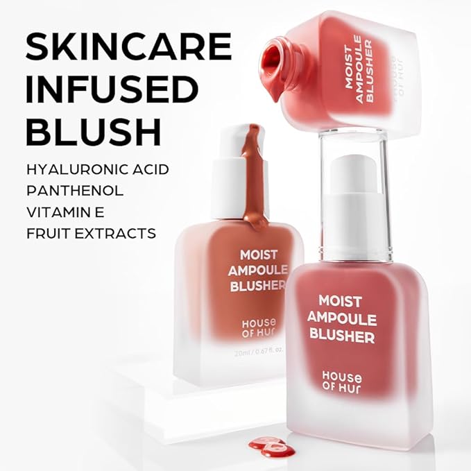House of Hur Moist Ampoule Blusher with 50% Moisture Essence | Hydrating & Long-Lasting Blush | 0.68fl.oz (9 Shades) (Deep Plum)
