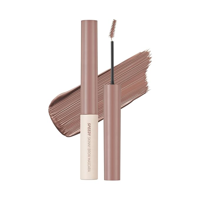 PERIPERA Speedy Skinny Brow Mascara (05 PEONY ASH), Tinted Eyebrow Mascara with Slim Precision Brush, Clump-Free Natural Brows, K Beauty, Korean Makeup