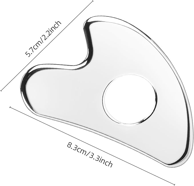 BTYMS Gua Sha Facial Tools Stainless Steel, Heart Shaped Guasha Tool with Hole， Metal Face Sculpting Tool Skin Care Massage Scraper