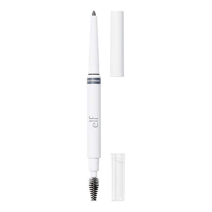 e.l.f. Instant Lift Waterproof Eyebrow Pencil, Dual-Ended with Precision Tip & Spoolie, Smudge-Resistant Formula for Natural, Long-Lasting Brows, Grey