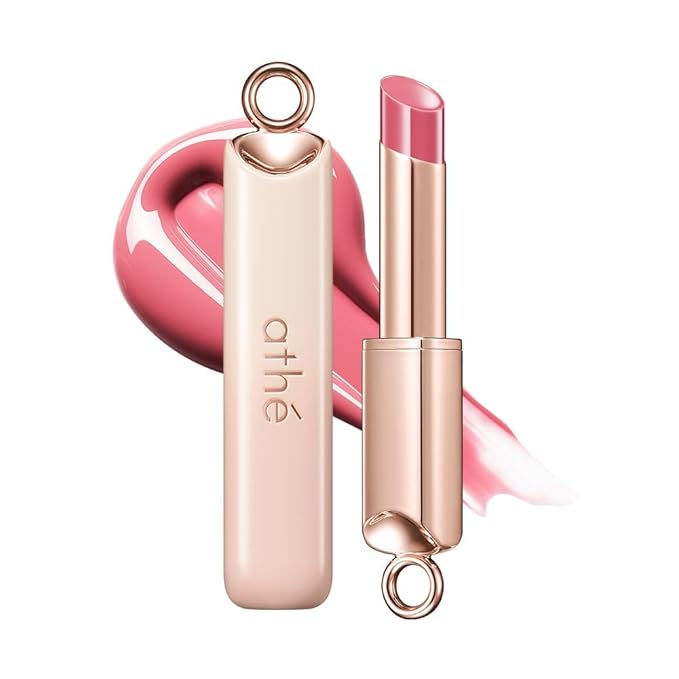 athé Authentic Lip Glowy Balm – Glossy Tinted Lip Treatment Stick | Ceramide NP, Squalane & Palmitoyl Tripeptide-1 | Tremella Fuciformis (Snow Mushroom) | Fragrance-Free | K-Beauty | 0.12 oz
