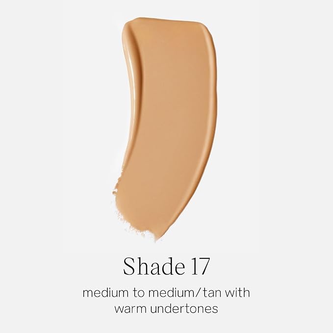 Saie Glowy Super Skin Tint Liquid Foundation - Weightless + Dewy Foundation with Lightweight Medium Coverage - Hydrating Face Makeup + Skin Care Serum Hybrid with Hyaluronic Acid - Shade 17 (1.01 oz)