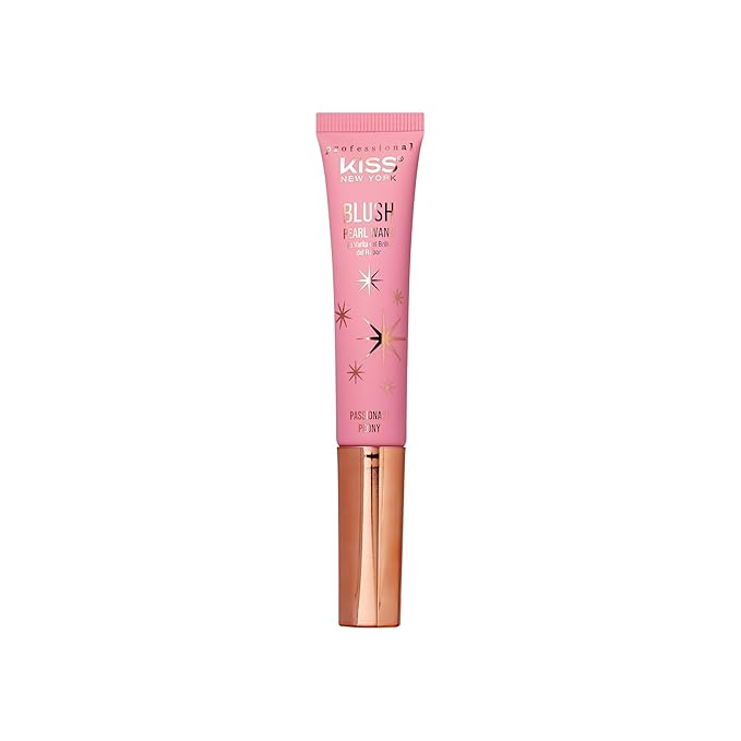 Kiss New York Professional Pearl Liquid Blush Beauty Wand, High Pigment Glow for Cheek, Eye & Lip, Non-Greasy Hydration Lightweight with Sponge-Tip Applicator (Passionate Peony)