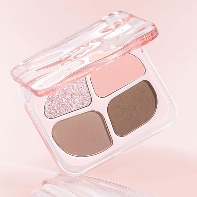 Matte Eyeshadow Palette, 4 Color High Pigment Blendable Eye Shadow Makeup For Older Women, Shimmer Eyeshadow Palette Makeup (02#, Pack of 1)