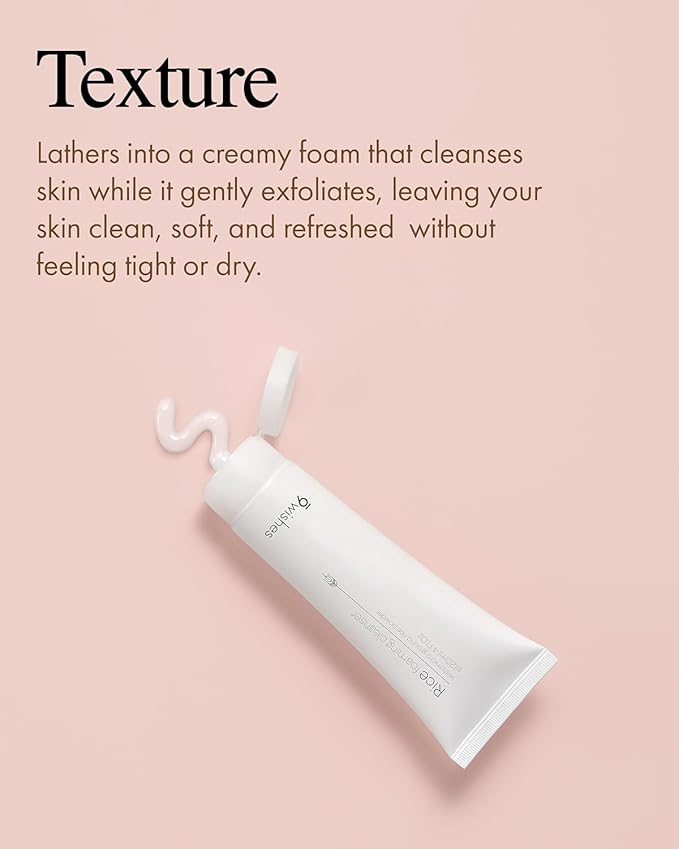 9 Wishes Rice Foaming Cleanser (5.07 Fl. Oz.) - Gentle Facial Cleanser for Sebum Control and Blackhead Removal with Rice Water and Plant-Based Ingredients for a Radiant Complexion