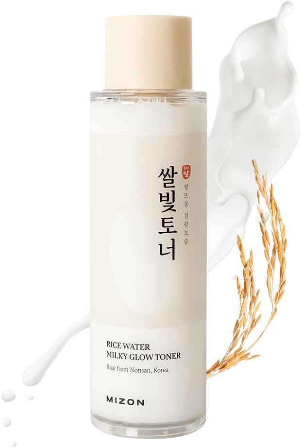 MIZON Rice Water Milky Glow Toner, Brightening and Hydrating Face Moisturizer with Niacinamide, Ceramides and Squalane, Milky Rice Toner for Glass Skin and Radiant Complexion, 5.07 fl oz