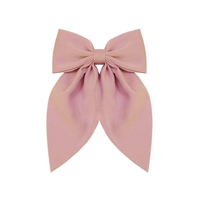 Hot Pink Bows Hair Clips for Women - ZWENJIE Oversized Non-Slip Large Satin French Hair Clip Claw Accessory for Girls Thick/Thin Hair Barrettes for styling