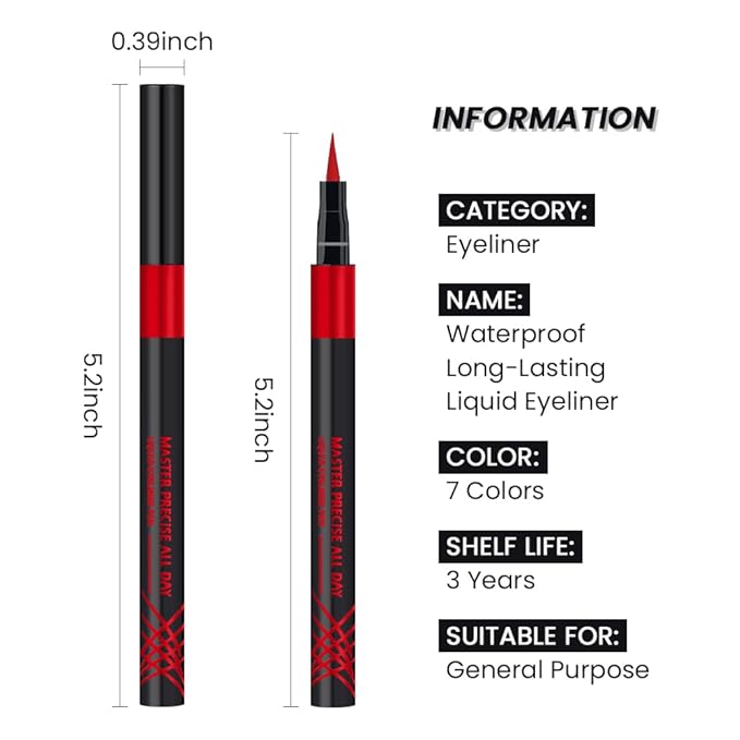 WanTuoluo 7 Pcs Colors Liquid Eyeliner Stamp Pens Set, Long Lasting Liquid Eye Liner,Waterproof & Smudgeproof Makeup