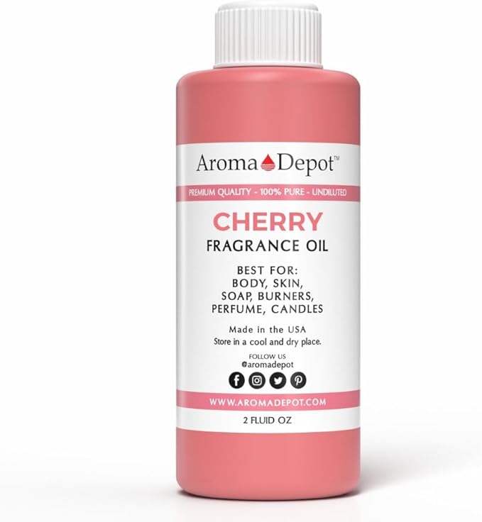 Aroma Depot 2 fl oz Cherry Fragrance Oil for Candles, Soap Making, Wax Melts, Diffusers, Body Oil Blends & Incense (60ml)