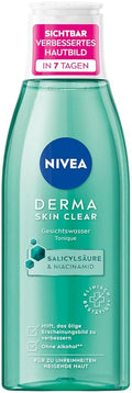 NIVEA Derma Skin Clear Facial Toner Cleansing Solution for Problem-Prone Skin, Vegan Formula with Niacinamide and Salicylic Acid, Alcohol-Free Daily Skin Care Toner, 6.76 fl oz (200 ml)