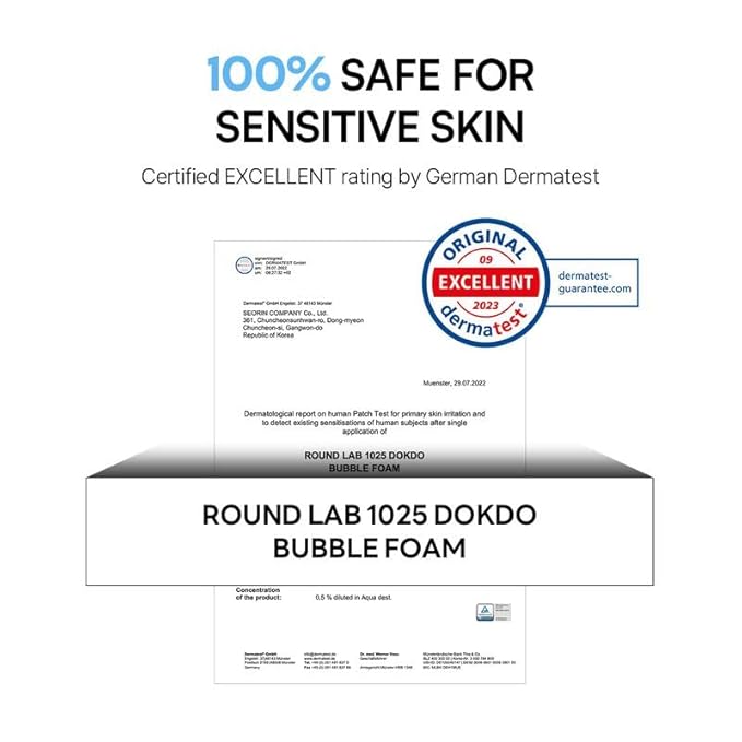 ROUND LAB 1025 Dokdo Bubble Foam Cleanser, Gentle Foaming Face Wash for Sensitive Skin, Low pH 5.5, Hydrating Korean Skincare, Panthenol & Deep Sea Water, Hypoallergenic, Fragrance-Free (5.07 Fl Oz)