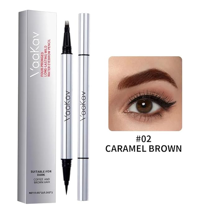 Eyebrow Pencils for Women Waterproof, Eyebrow Pencil & Eyebrow Pen 2 in 1, Long Lasting Brow Pencil, Natural Hair Like Eye Brow Pencil, Brown Eyebrow Pencil (02 CARAMEL BROWN)