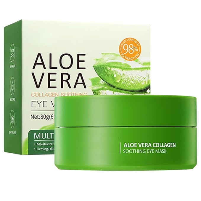 Aloe Vera Eye Masks - 60 PCS Under Eye Patches for Puffiness & Dark Circle, Moisturizing Firming Eyes Gel Pad Patches for Bag Puffiness Daily Skincare, Gifts for Women
