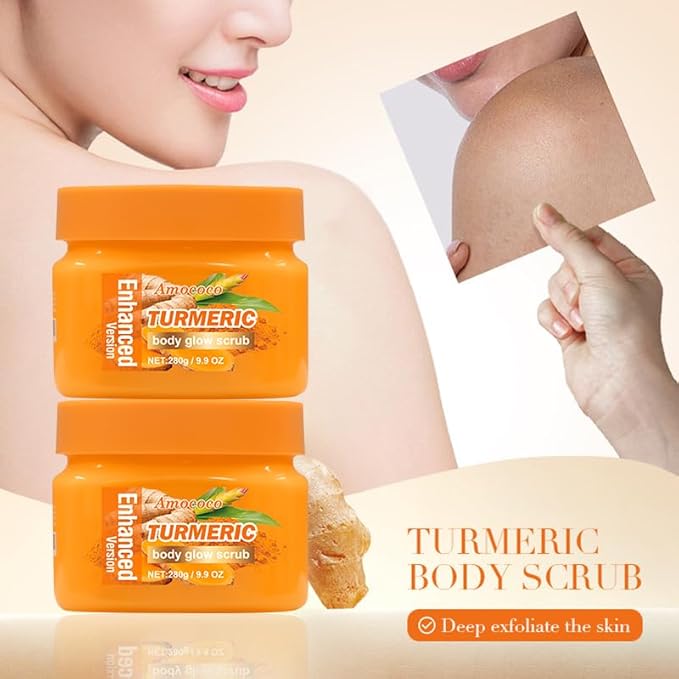 Turmeric Body Scrub, Botanical Skin Cleanser for Dullness & Uneven Tone, Gentle Exfoliating Scrub for Smooth & Glowing Skin Texture, 9.8 oz